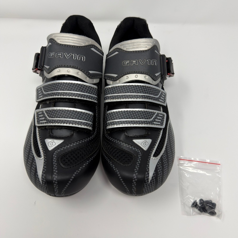 Gavin Road Cycling Shoes Black Silver Buckle Strap SPD SPD-SL Compatible Size 38 - Picture 10 of 10
